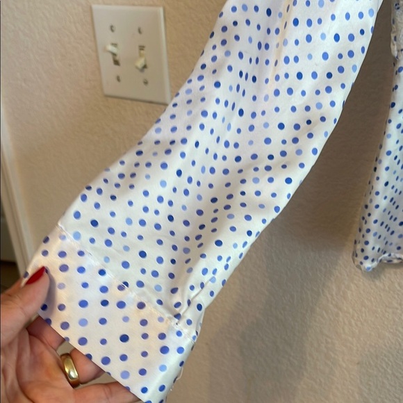Bob Mackie White and Blue Polka Dot Blouse - Picture 6 of 8